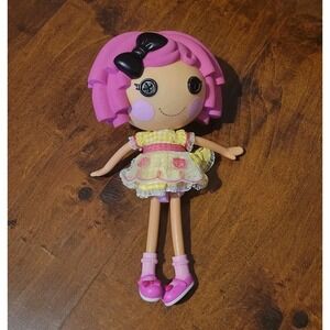 Lalaloopsy Crumbs Cookie Party Doll Pink Curly Hair Button Eyes Strawberry Dress